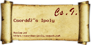Csordás Ipoly névjegykártya