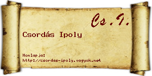 Csordás Ipoly névjegykártya
